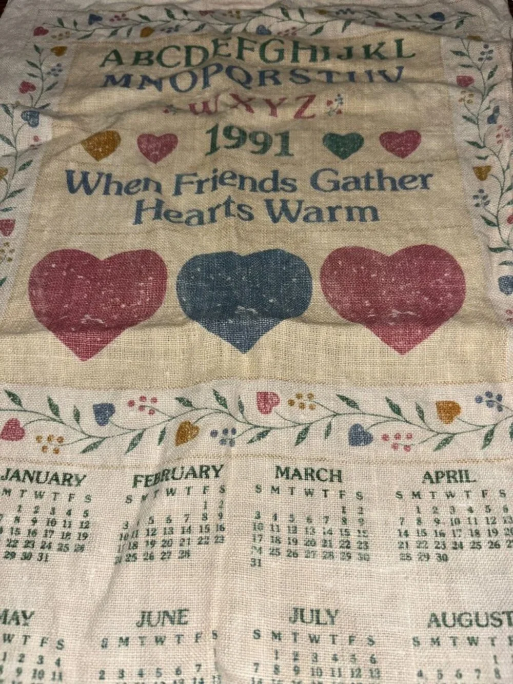 Linen Wall Decor 1991 Calendar 25